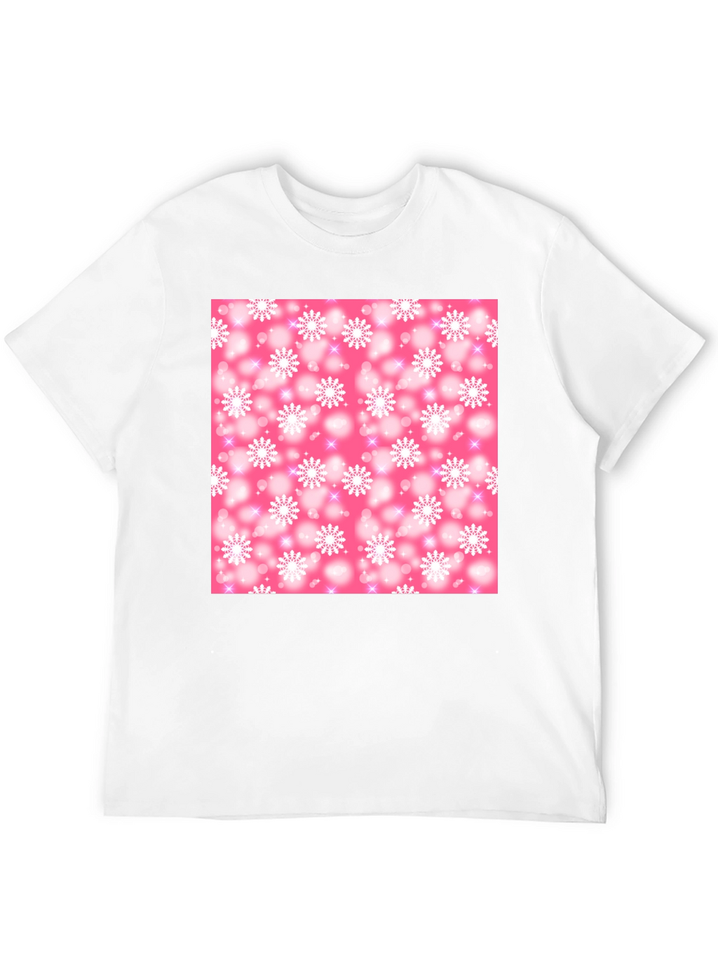 Snowflake Pattern T-Shirt - Pink Winter Design