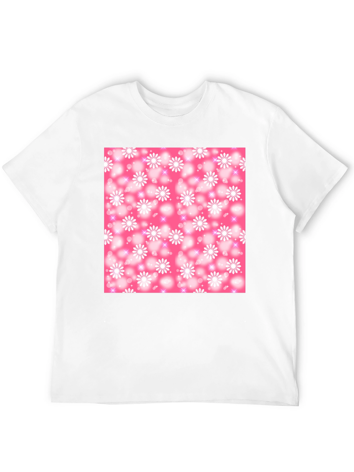 Snowflake Pattern T-Shirt - Pink Winter Design