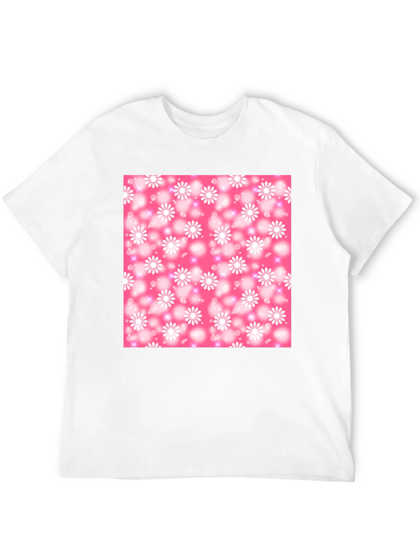 Snowflake Pattern T-Shirt - Pink Winter Design