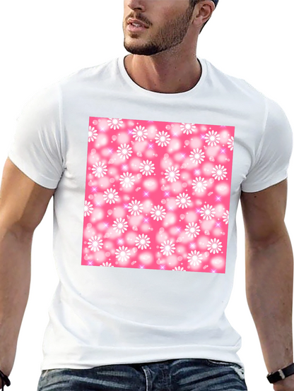 Snowflake Pattern T-Shirt - Pink Winter Design