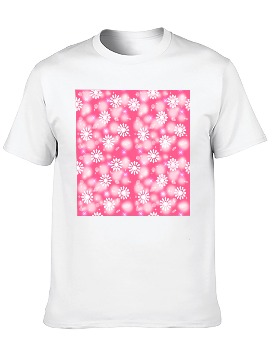 Snowflake Pattern T-Shirt - Pink Winter Design