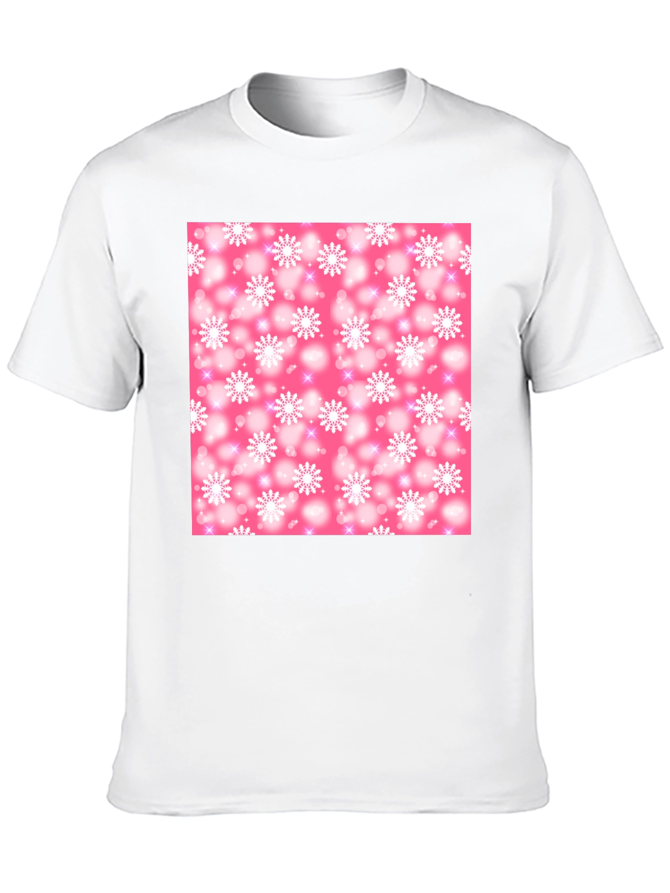Snowflake Pattern T-Shirt - Pink Winter Design