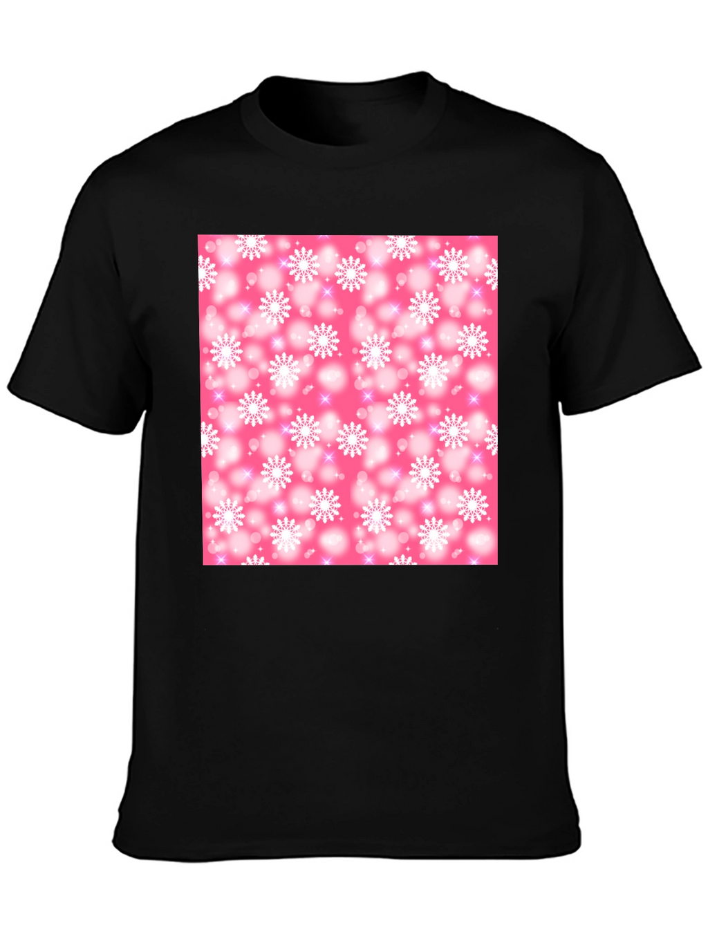 Snowflake Pattern T-Shirt - Pink Winter Design
