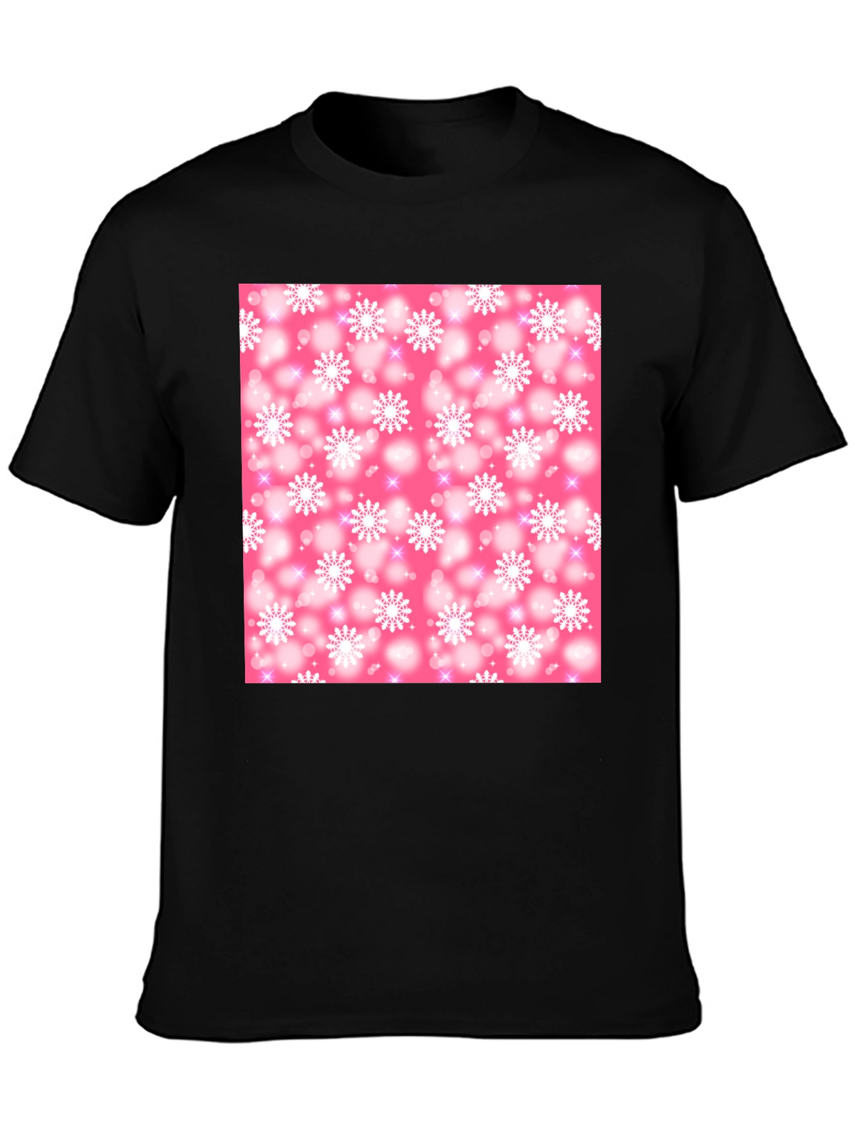 Snowflake Pattern T-Shirt - Pink Winter Design