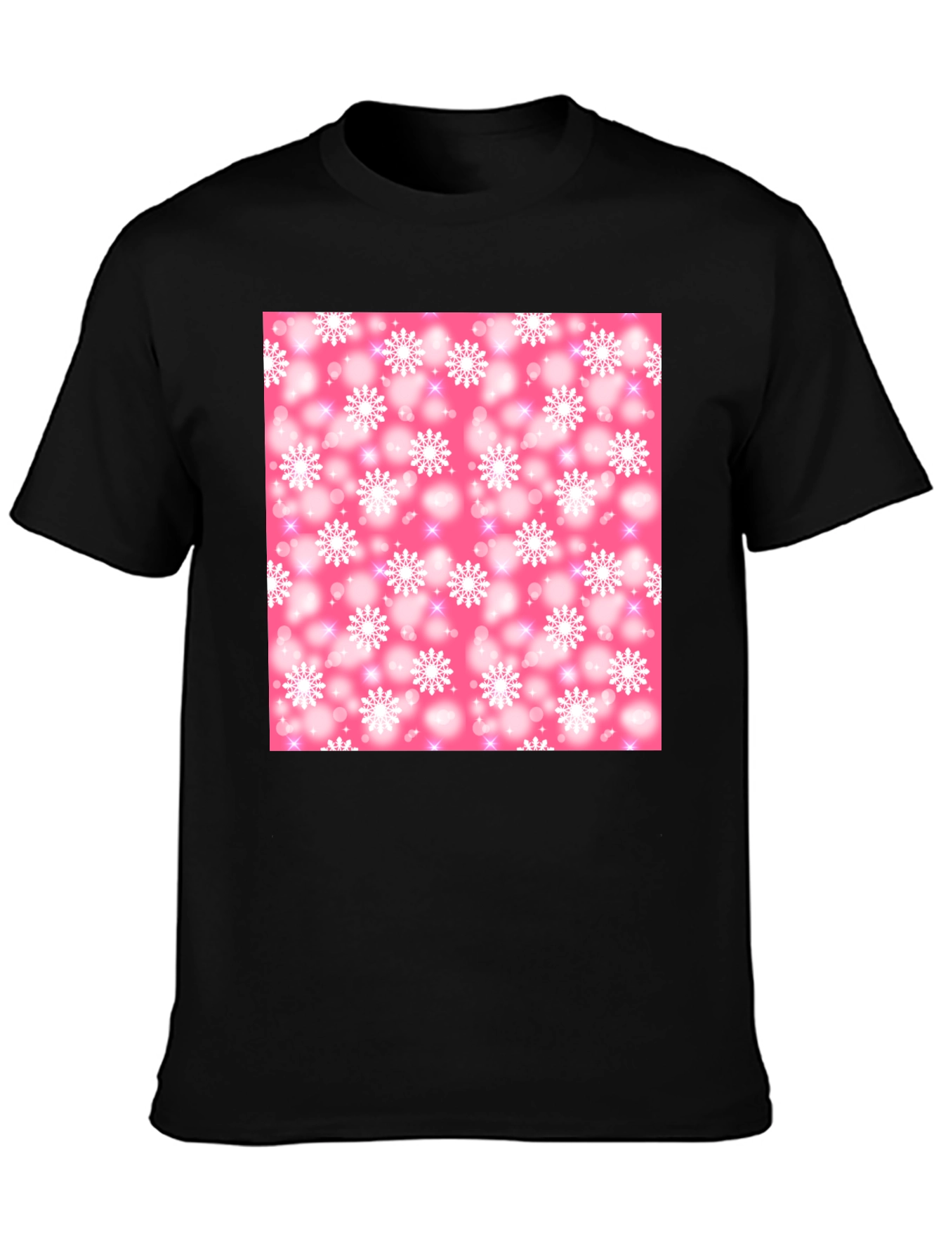 Snowflake Pattern T-Shirt - Pink Winter Design