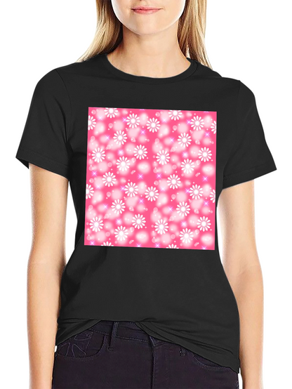 Snowflake Pattern T-Shirt - Pink Winter Design