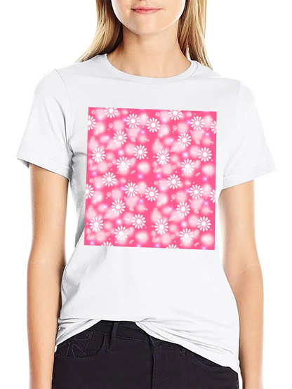 Snowflake Pattern T-Shirt - Pink Winter Design