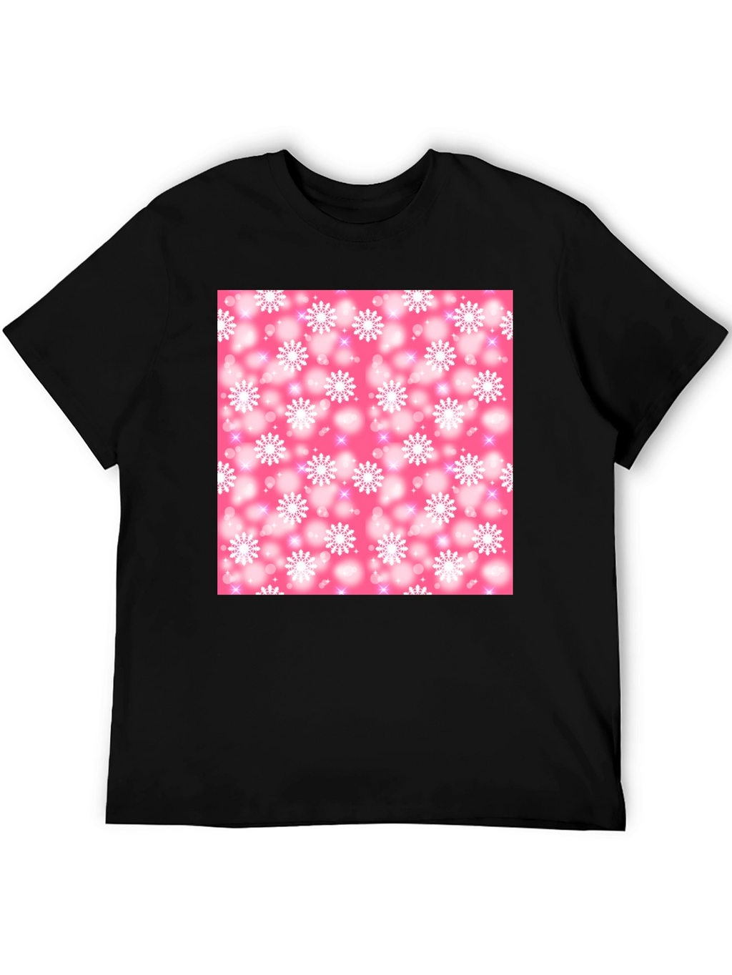 Snowflake Pattern T-Shirt - Pink Winter Design
