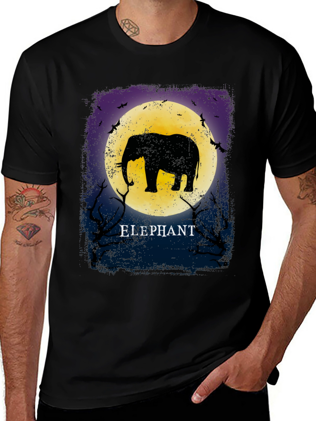 Elephant Moon Graphic Tee - Unique Silhouette Design