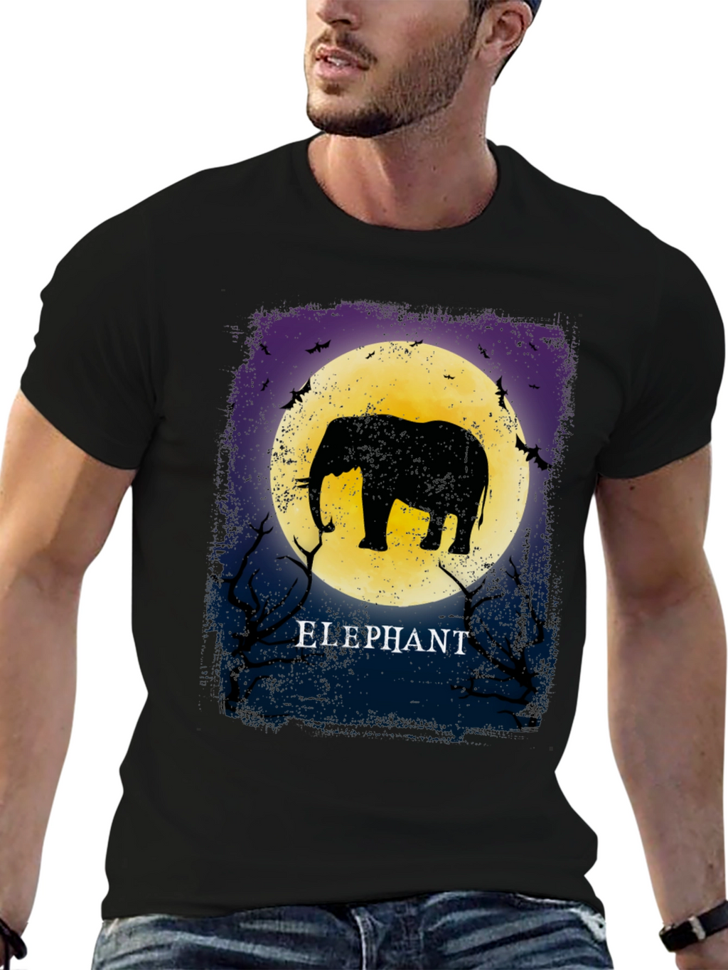 Elephant Moon Graphic Tee - Unique Silhouette Design