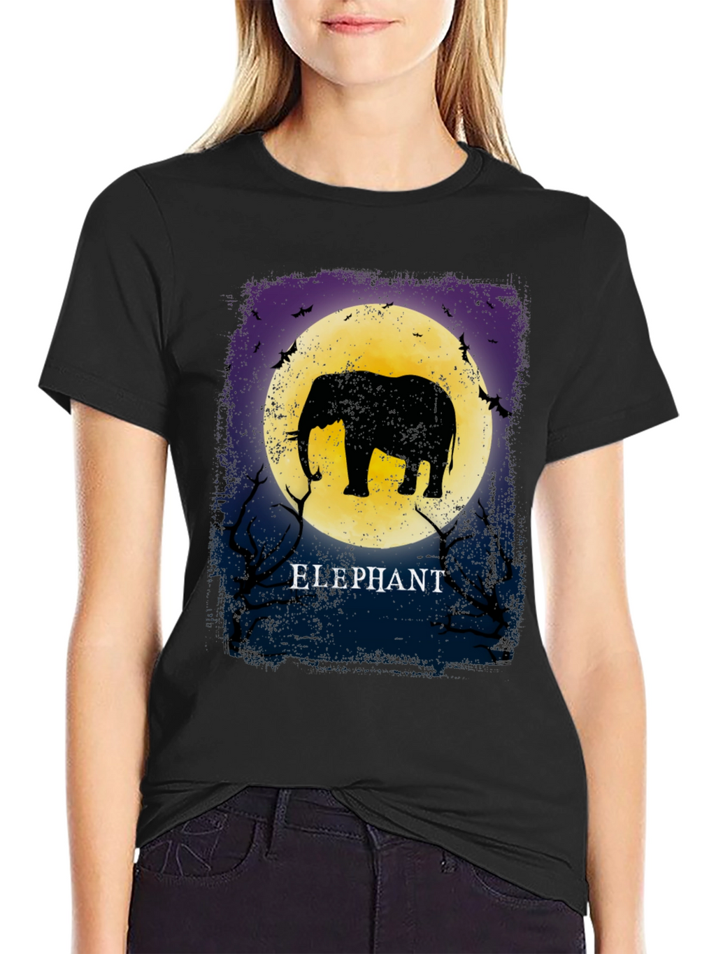 Elephant Moon Graphic Tee - Unique Silhouette Design