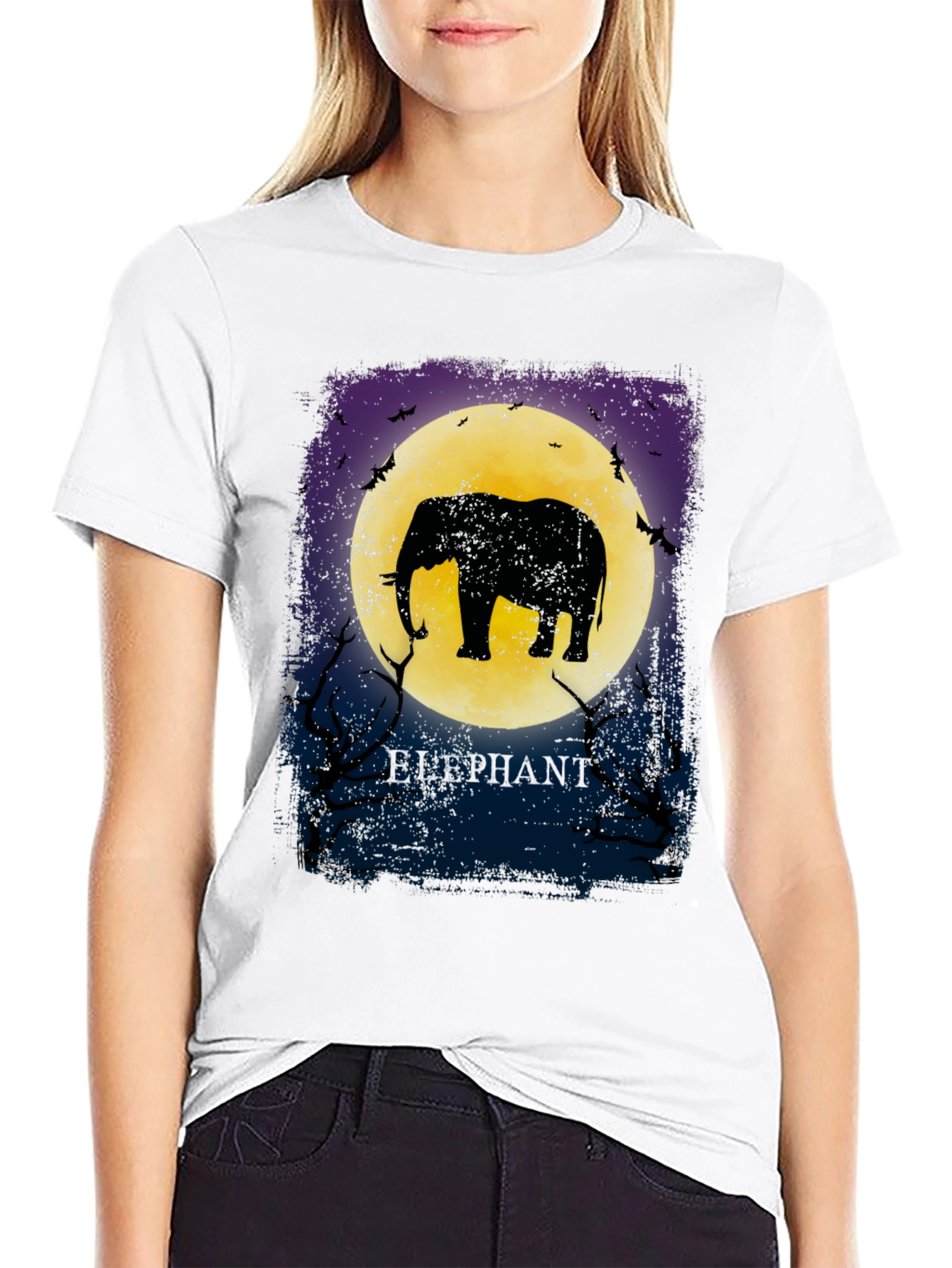 Elephant Moon Graphic Tee - Unique Silhouette Design