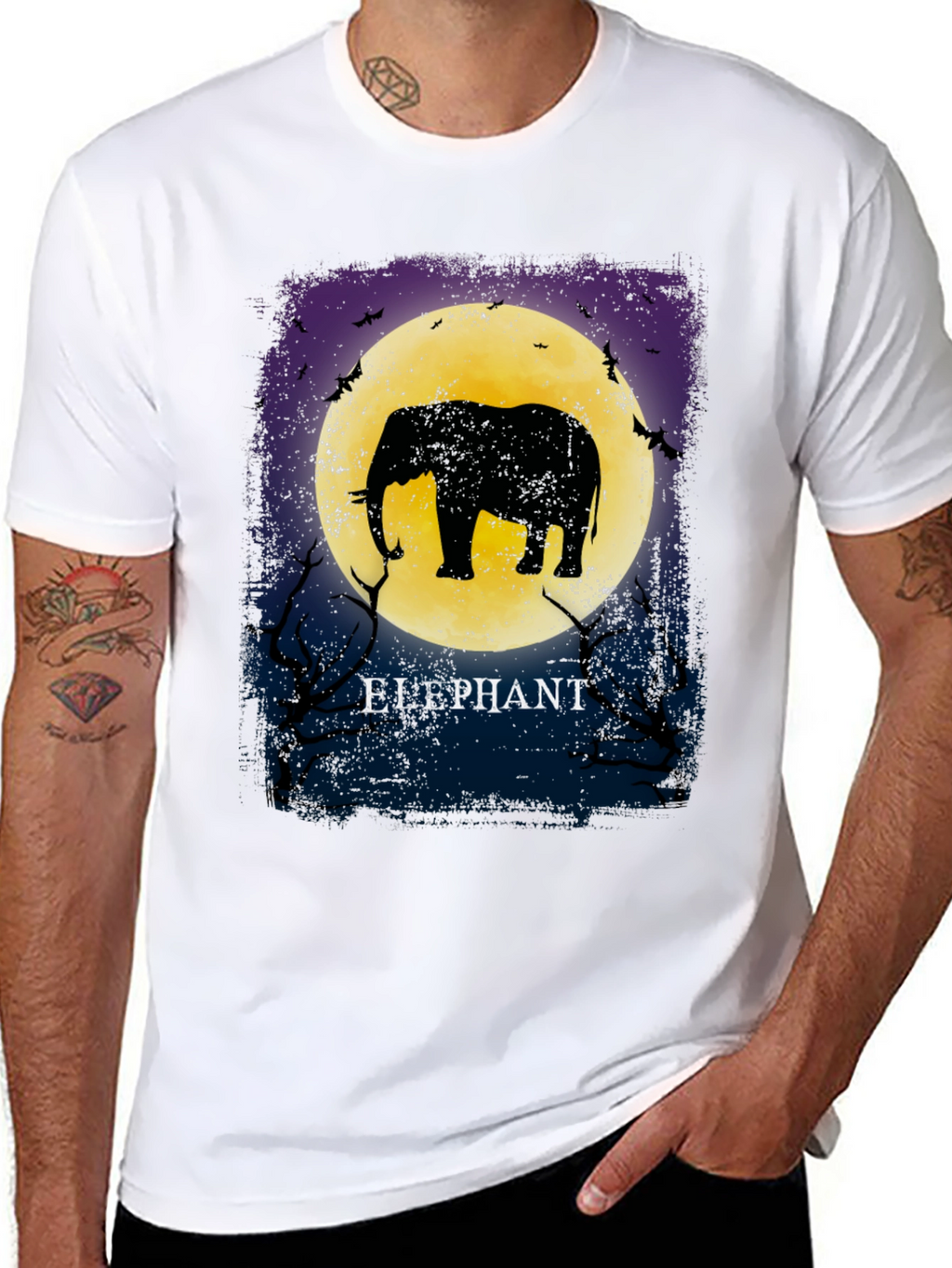 Elephant Moon Graphic Tee - Unique Silhouette Design