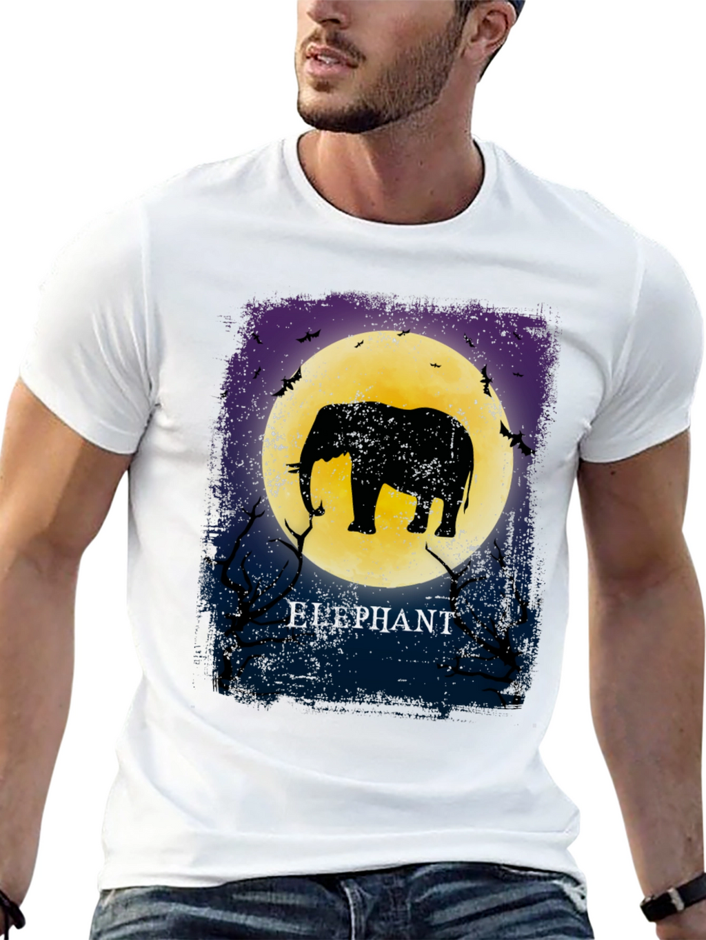 Elephant Moon Graphic Tee - Unique Silhouette Design