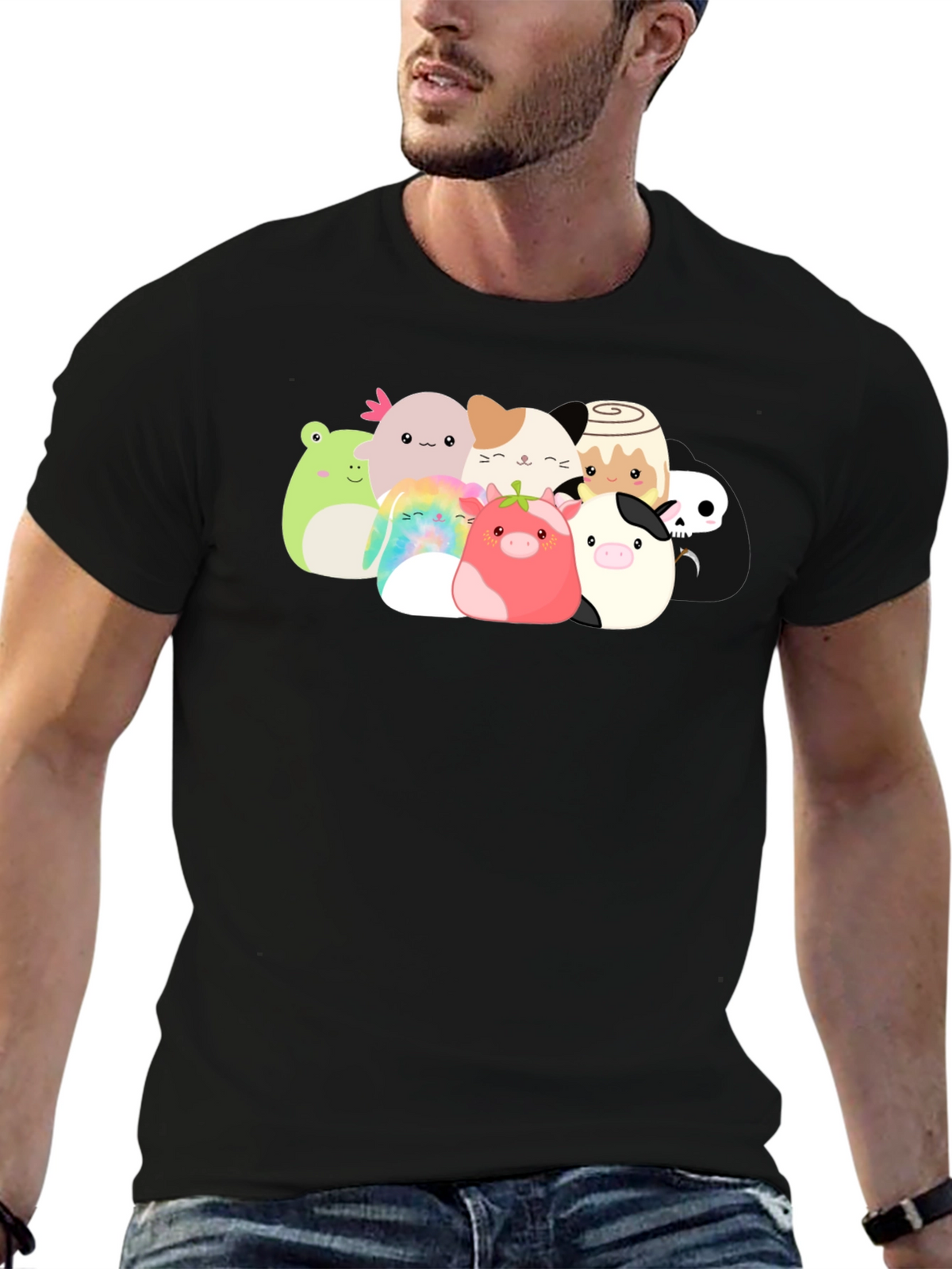 Cute Squishmallow Graphic Black Tee