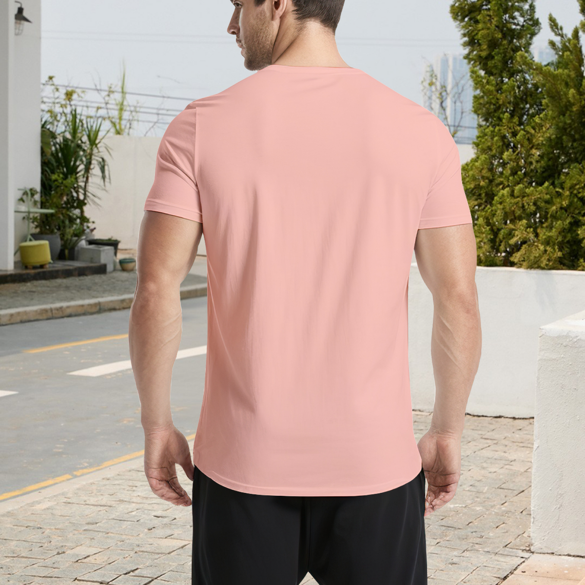 Simple Mint Twin Hearts Soft Pink Cute Couple Tee