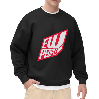 Ew People Sweatshirt | Funny Introvert Quote Graphic Crewneck, Red Block Letter Logo Pullover Top, Sarcastic Gift for Anti-Social Men Women