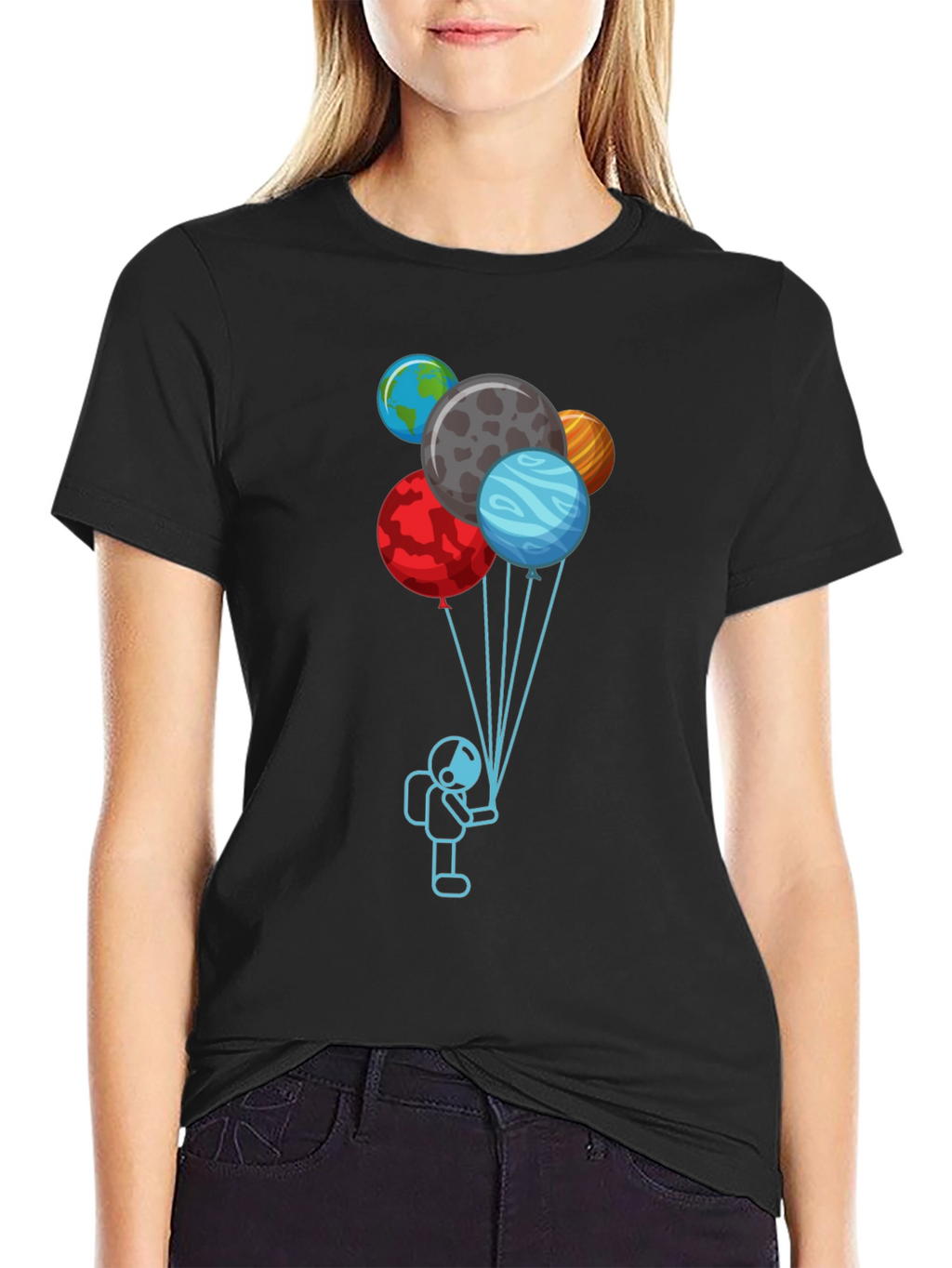Astronaut Planet Balloons Graphic Tee