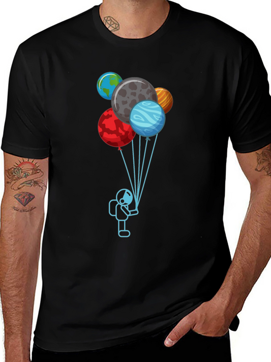 Astronaut Planet Balloons Graphic Tee