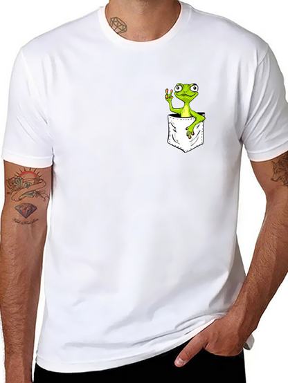Frog in Pocket Peace Sign T-Shirt