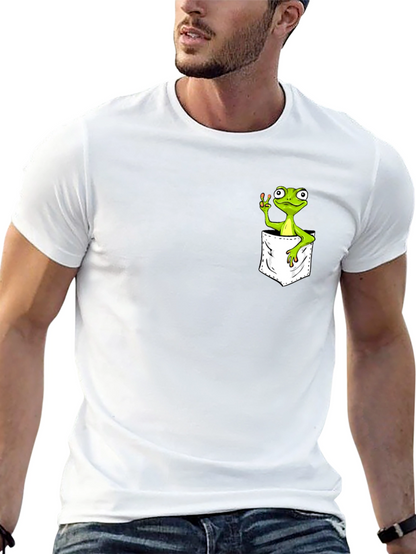 Frog in Pocket Peace Sign T-Shirt