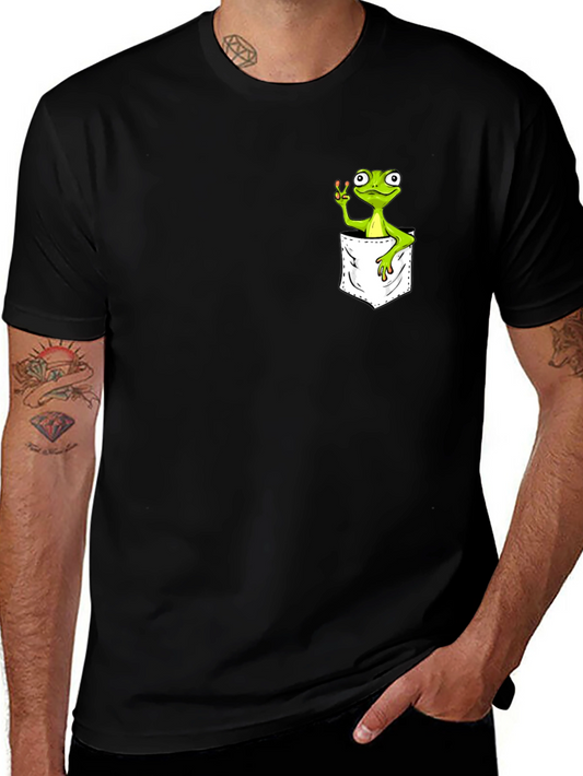 Frog in Pocket Peace Sign T-Shirt