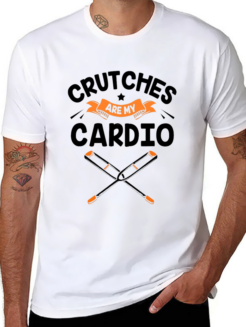 Crutches Are My Cardio Black T-Shirt
