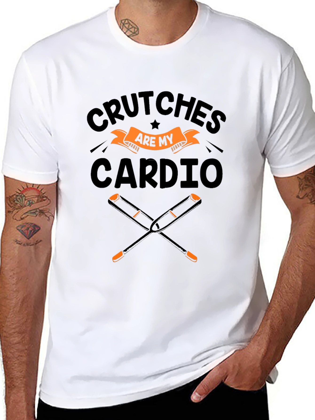 Crutches Are My Cardio Black T-Shirt
