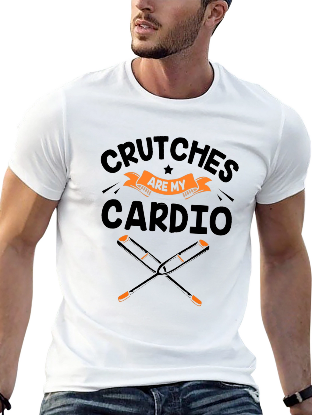 Crutches Are My Cardio Black T-Shirt