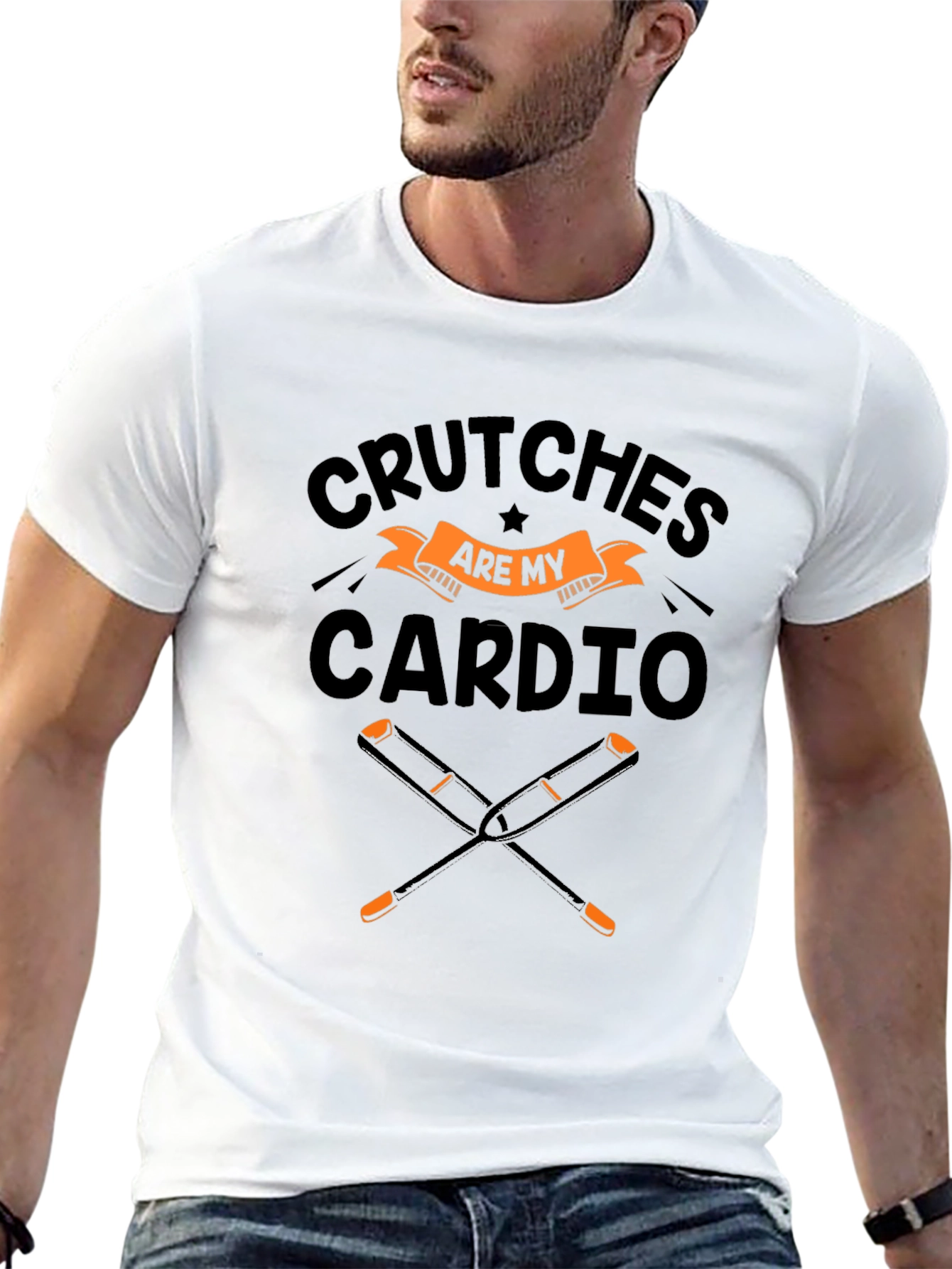 Crutches Are My Cardio Black T-Shirt
