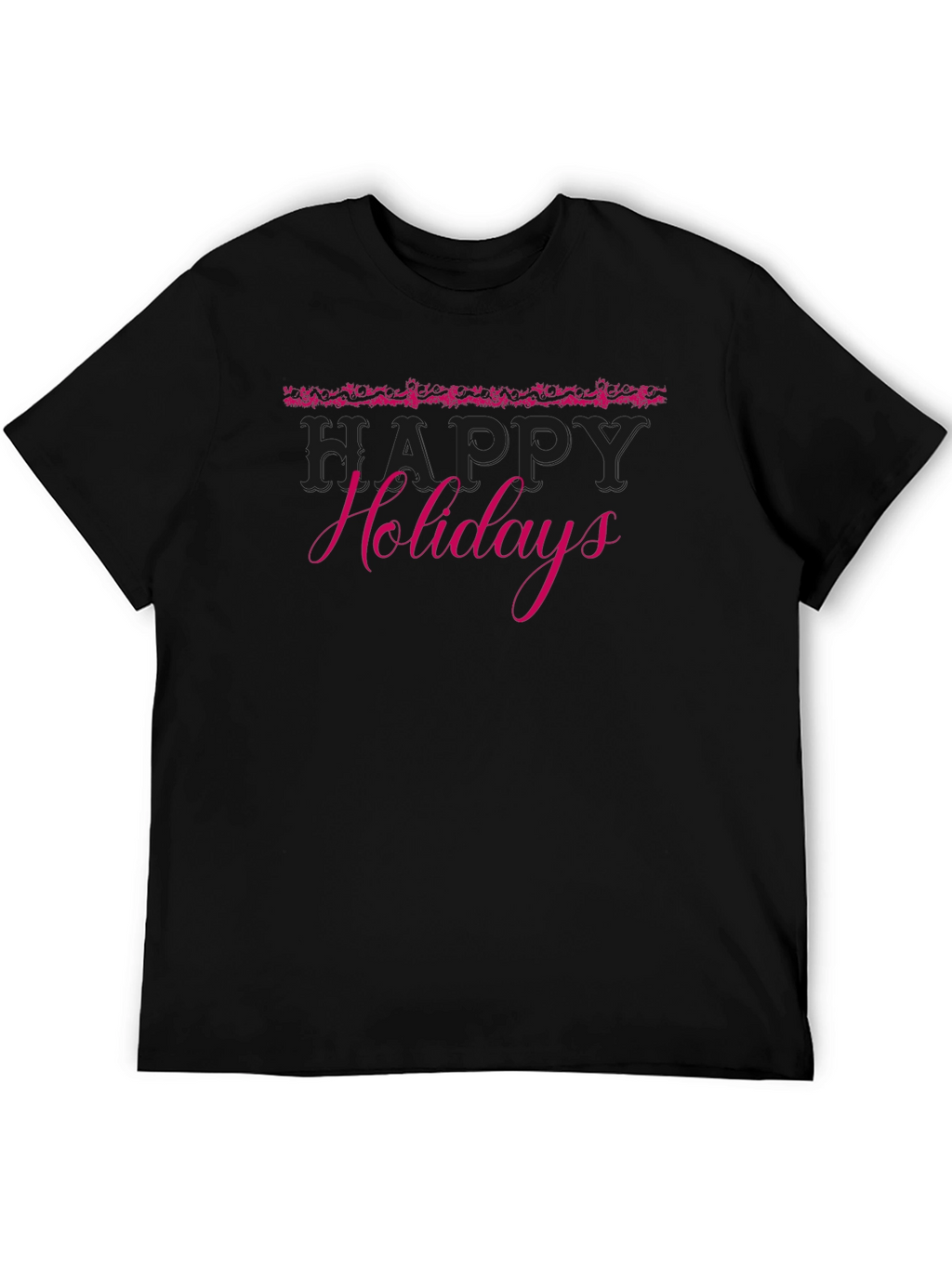 Festive Happy Holidays Black T-Shirt