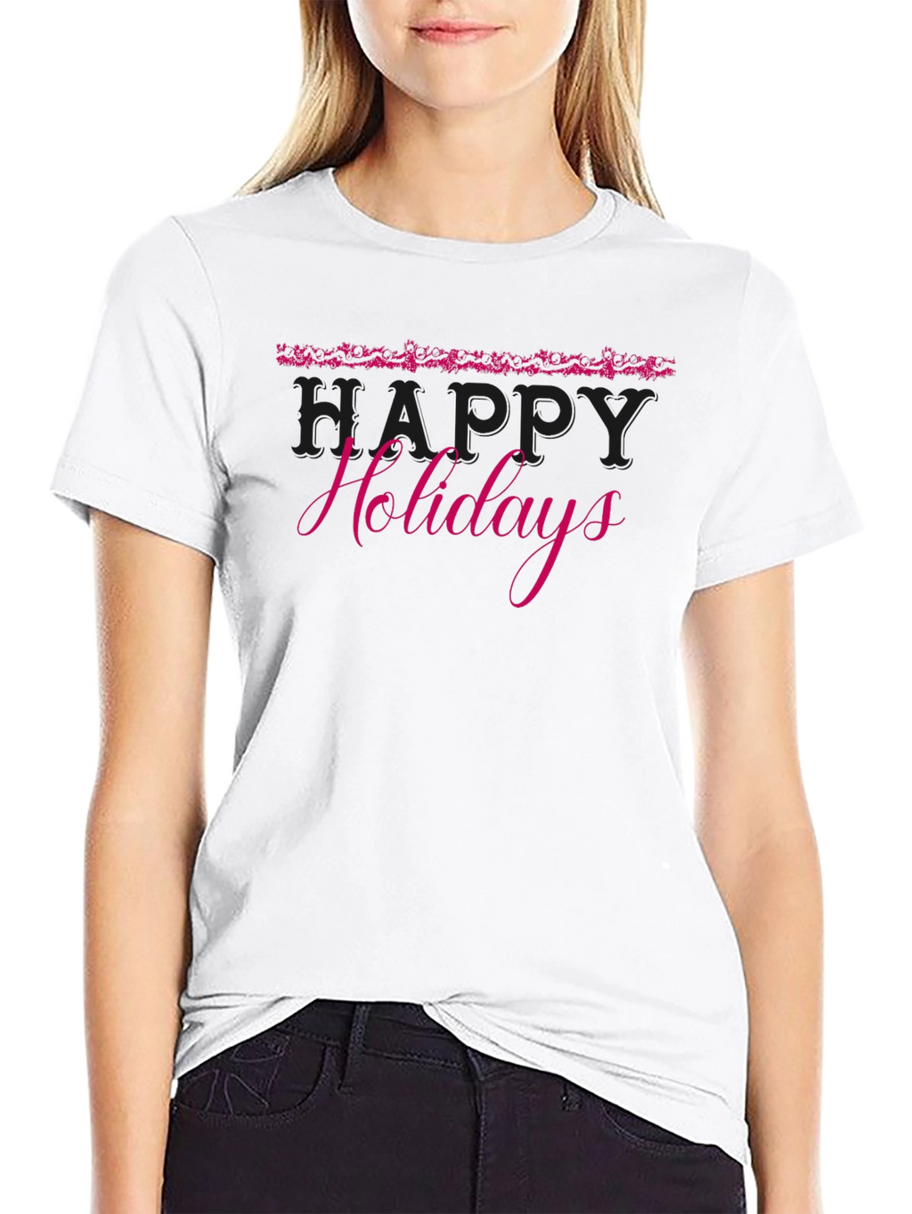 Festive Happy Holidays Black T-Shirt