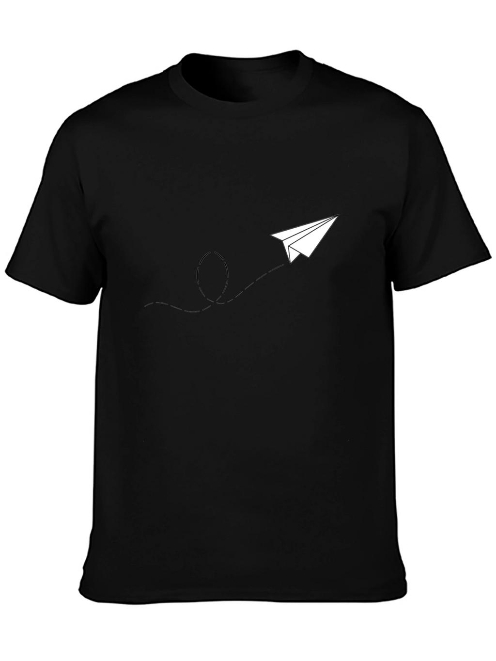 Mens Black Graphic Tee - Paper Airplane Design
