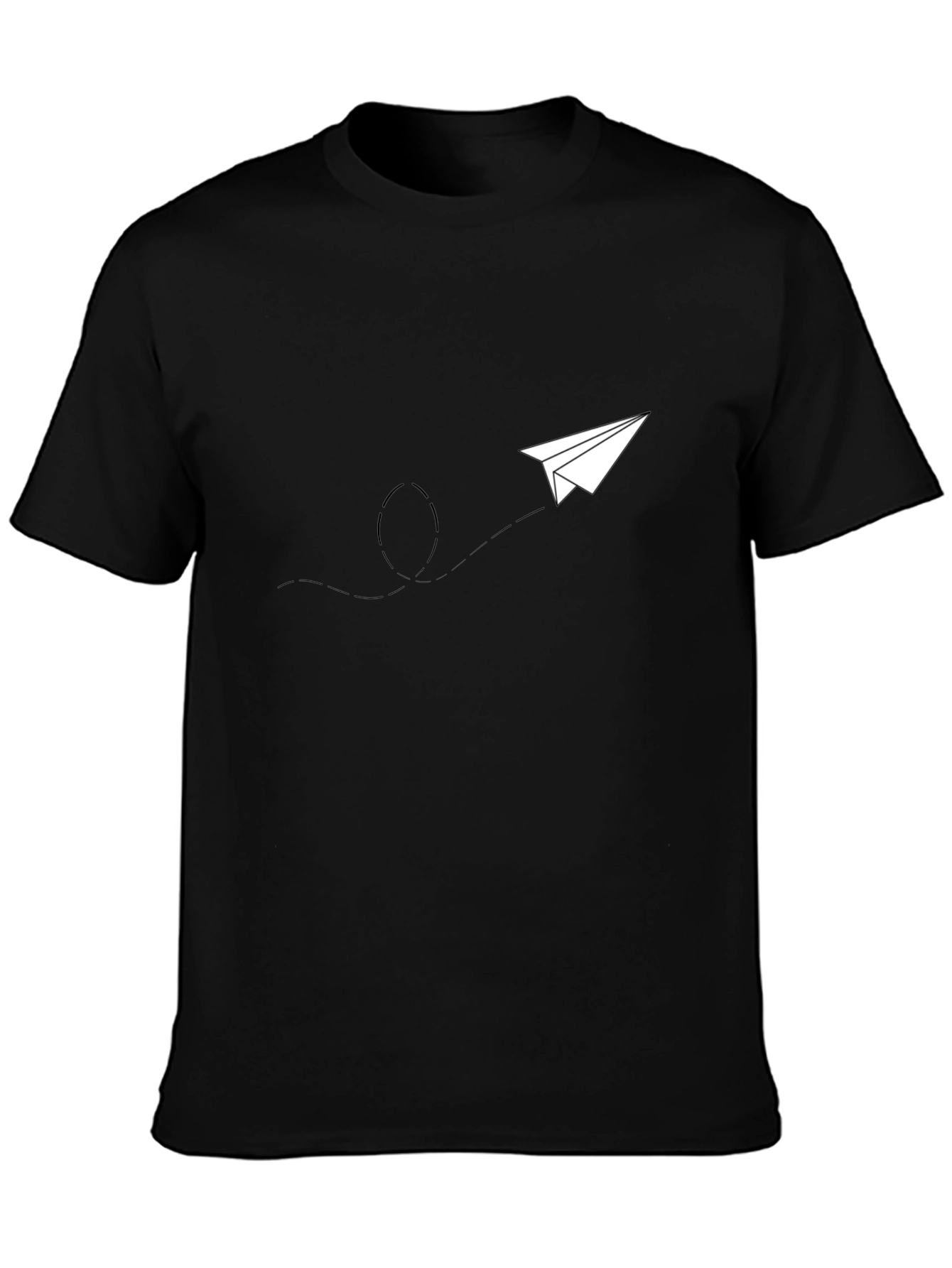 Mens Black Graphic Tee - Paper Airplane Design