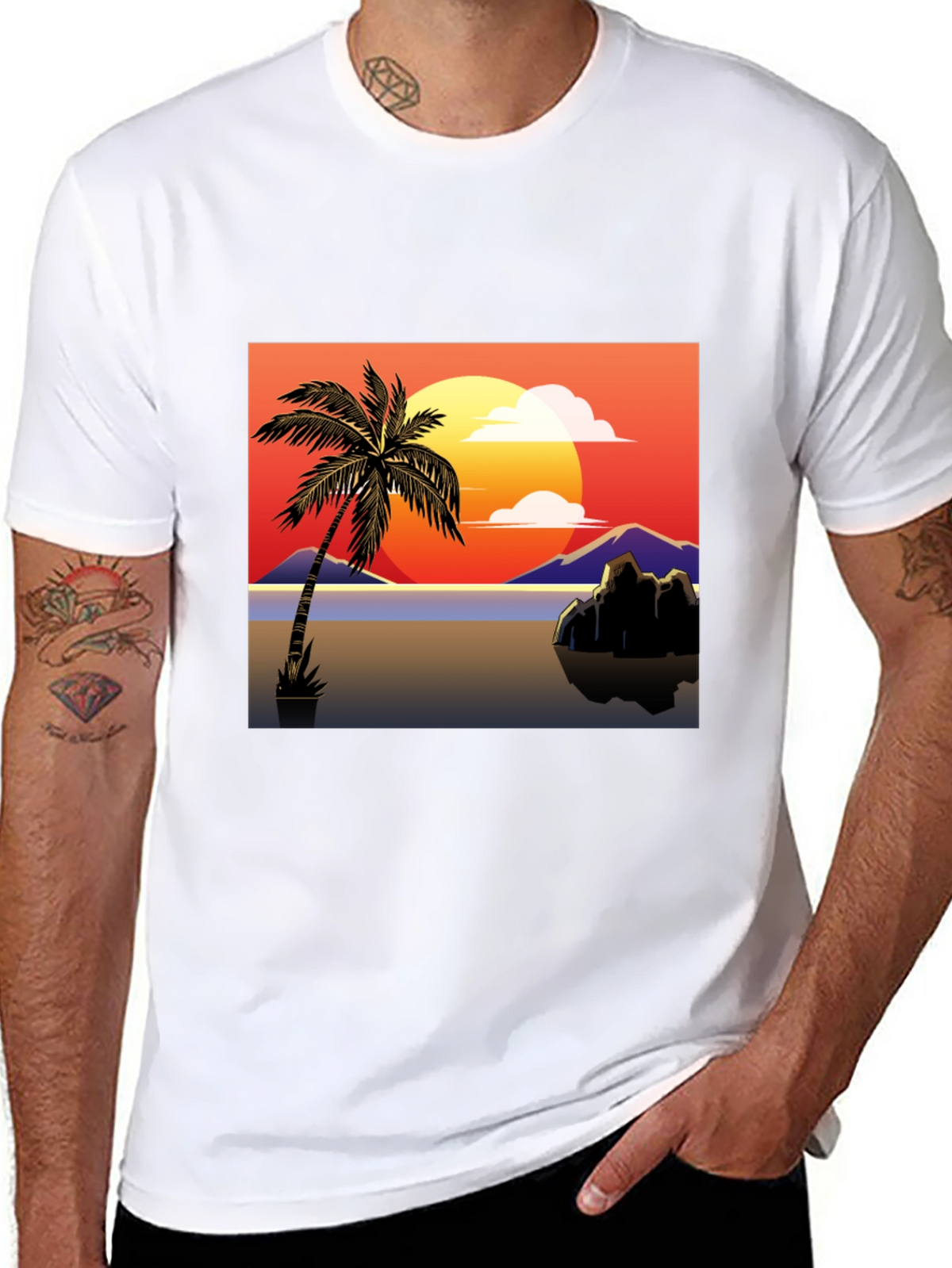 Sunset Palm Tree Graphic Tee