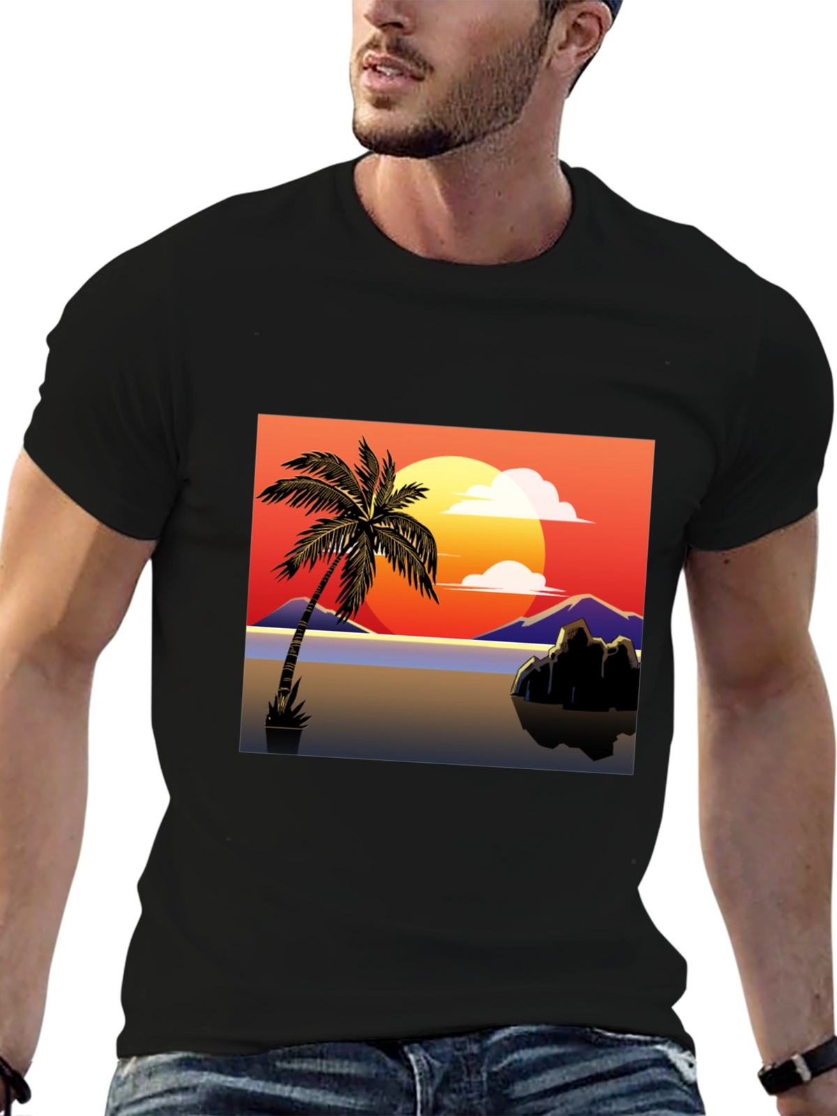 Sunset Palm Tree Graphic Tee