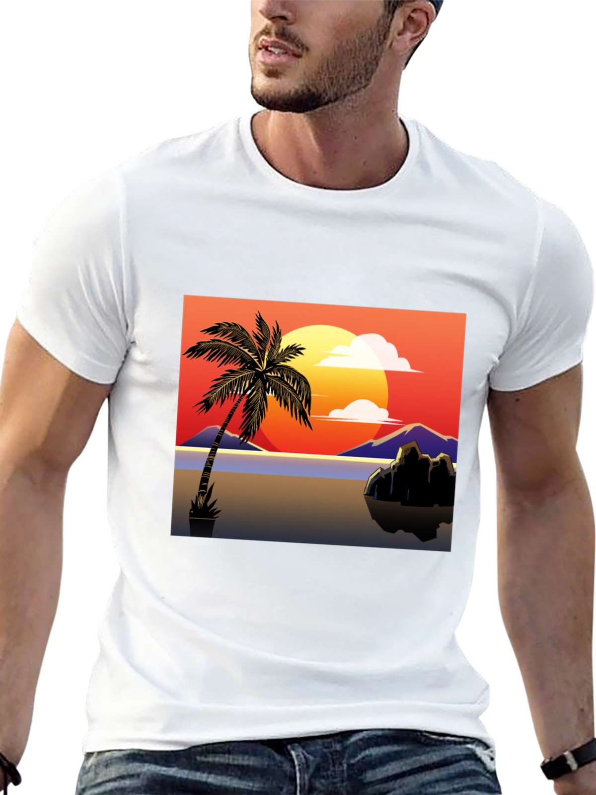Sunset Palm Tree Graphic Tee