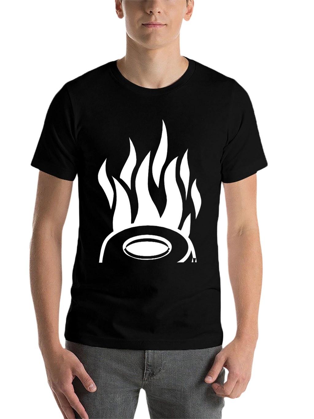 Fiery Hat Graphic Tee - Bold Black T-Shirt