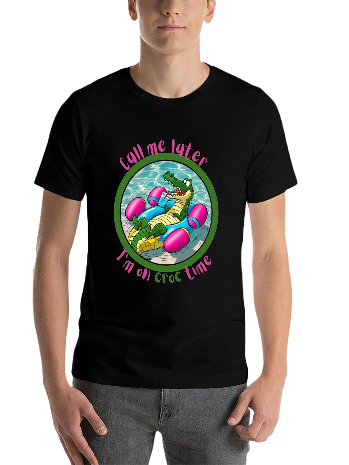 Cool Crocodile Graphic Tee - Call Me Later On Croc Time!