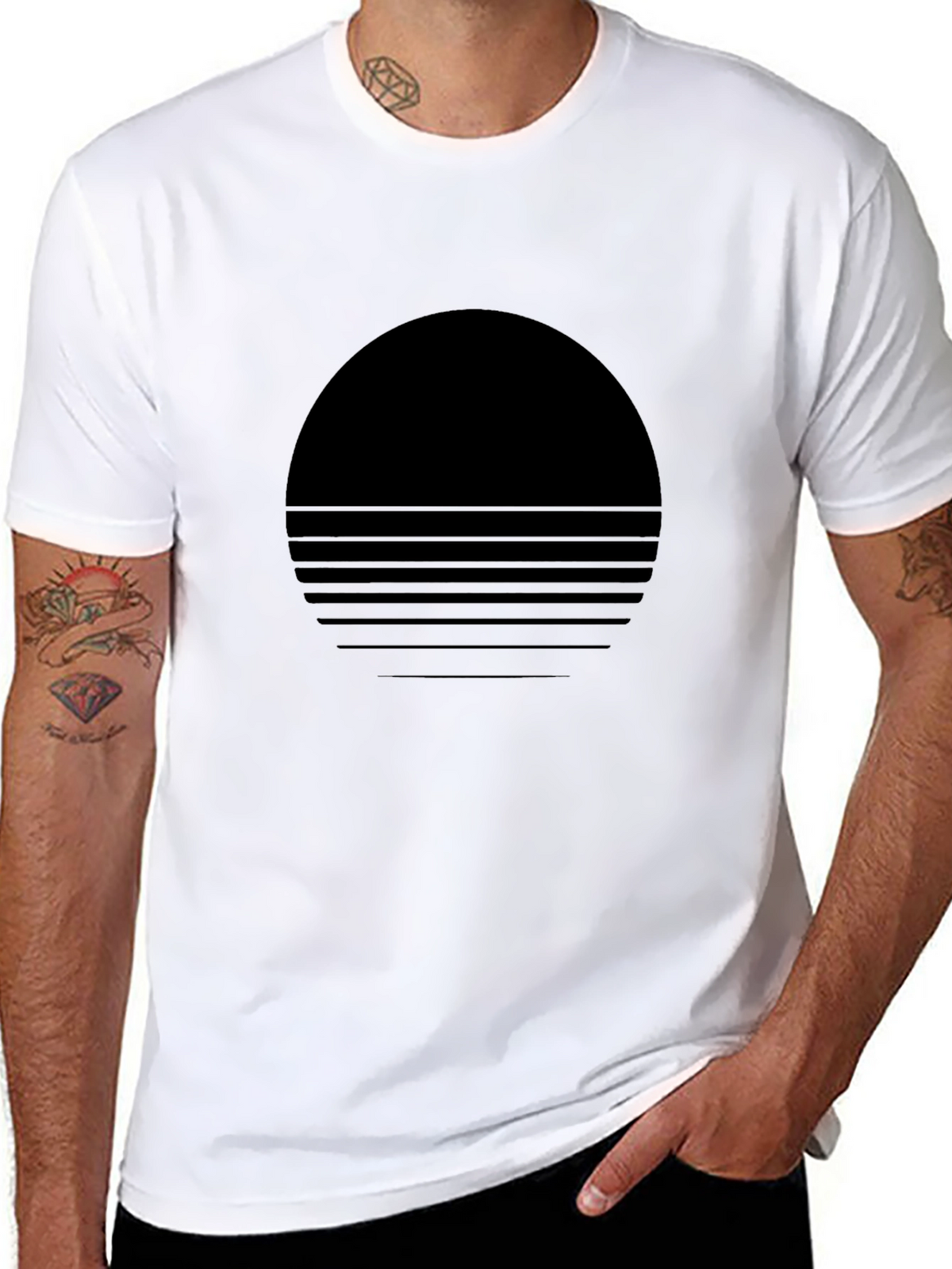 Retro Sunset Graphic Tee - Black