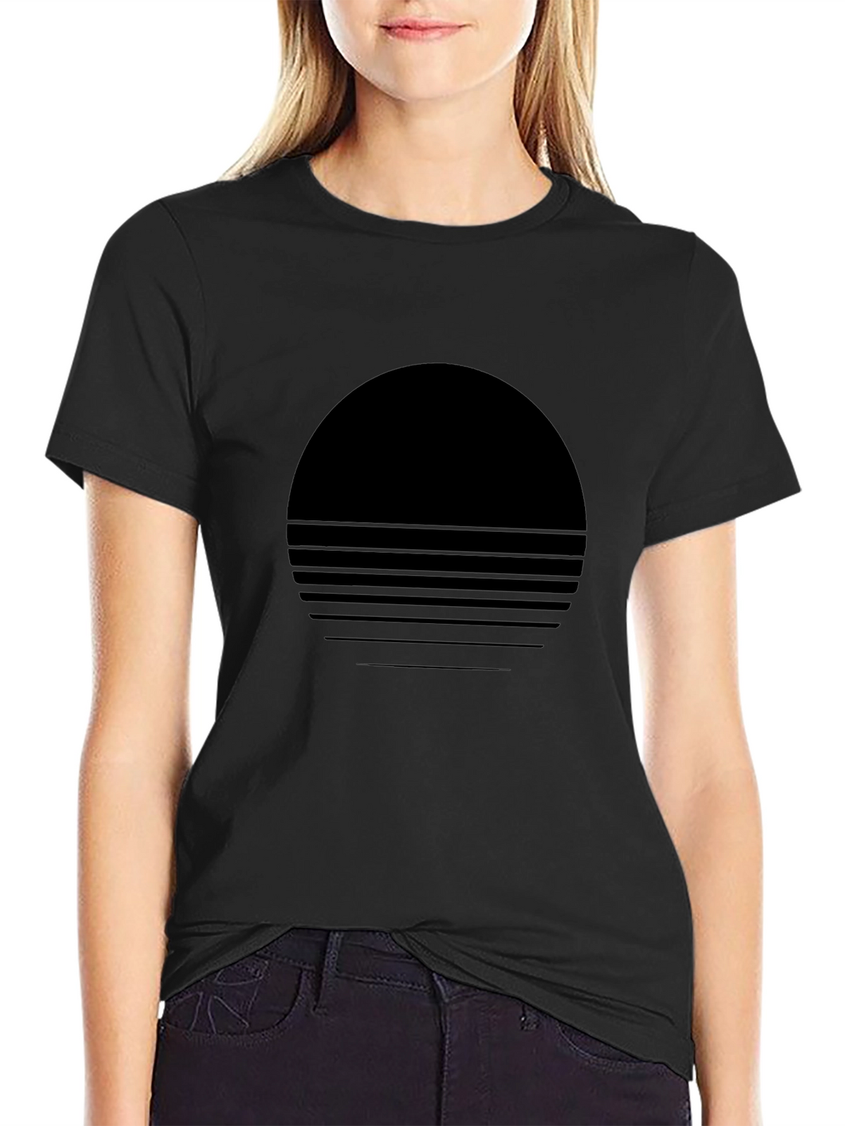 Retro Sunset Graphic Tee - Black