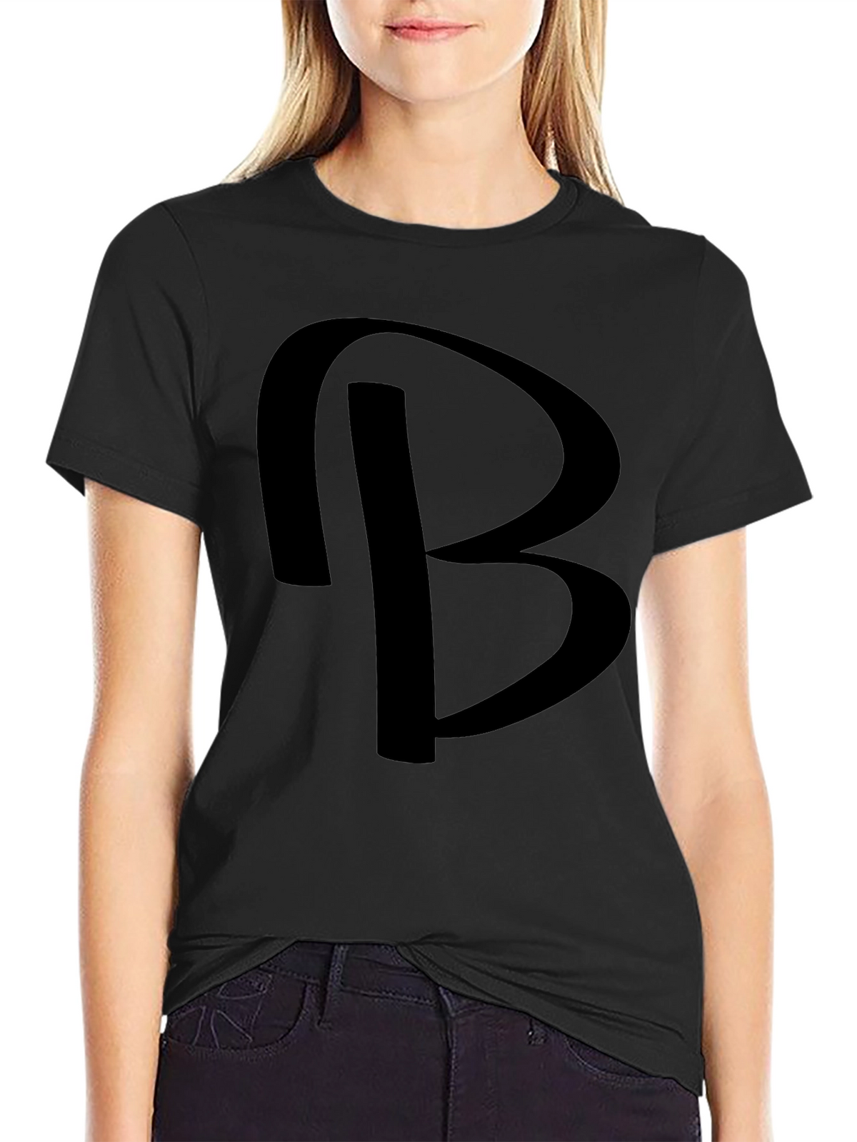 Bold Initial B Graphic Black T-Shirt