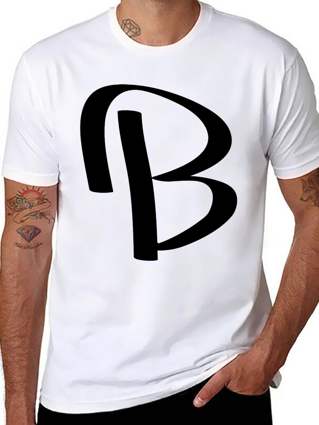Bold Initial B Graphic Black T-Shirt