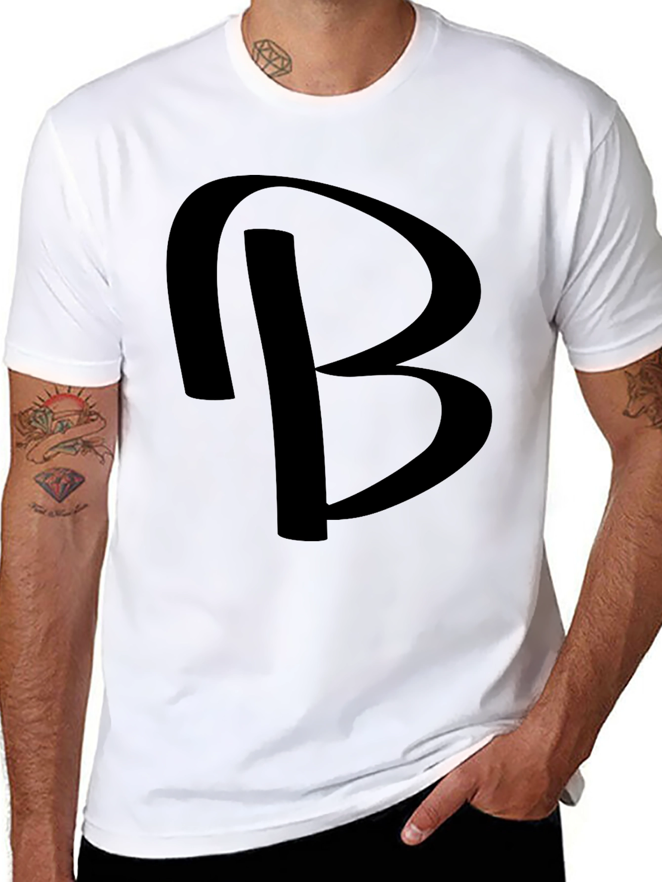 Bold Initial B Graphic Black T-Shirt