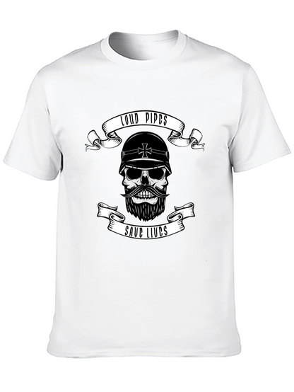 Loud Pipes Save Lives Skull T-Shirt