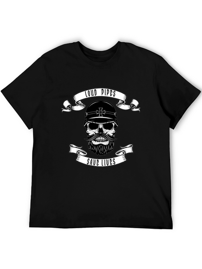 Loud Pipes Save Lives Skull T-Shirt
