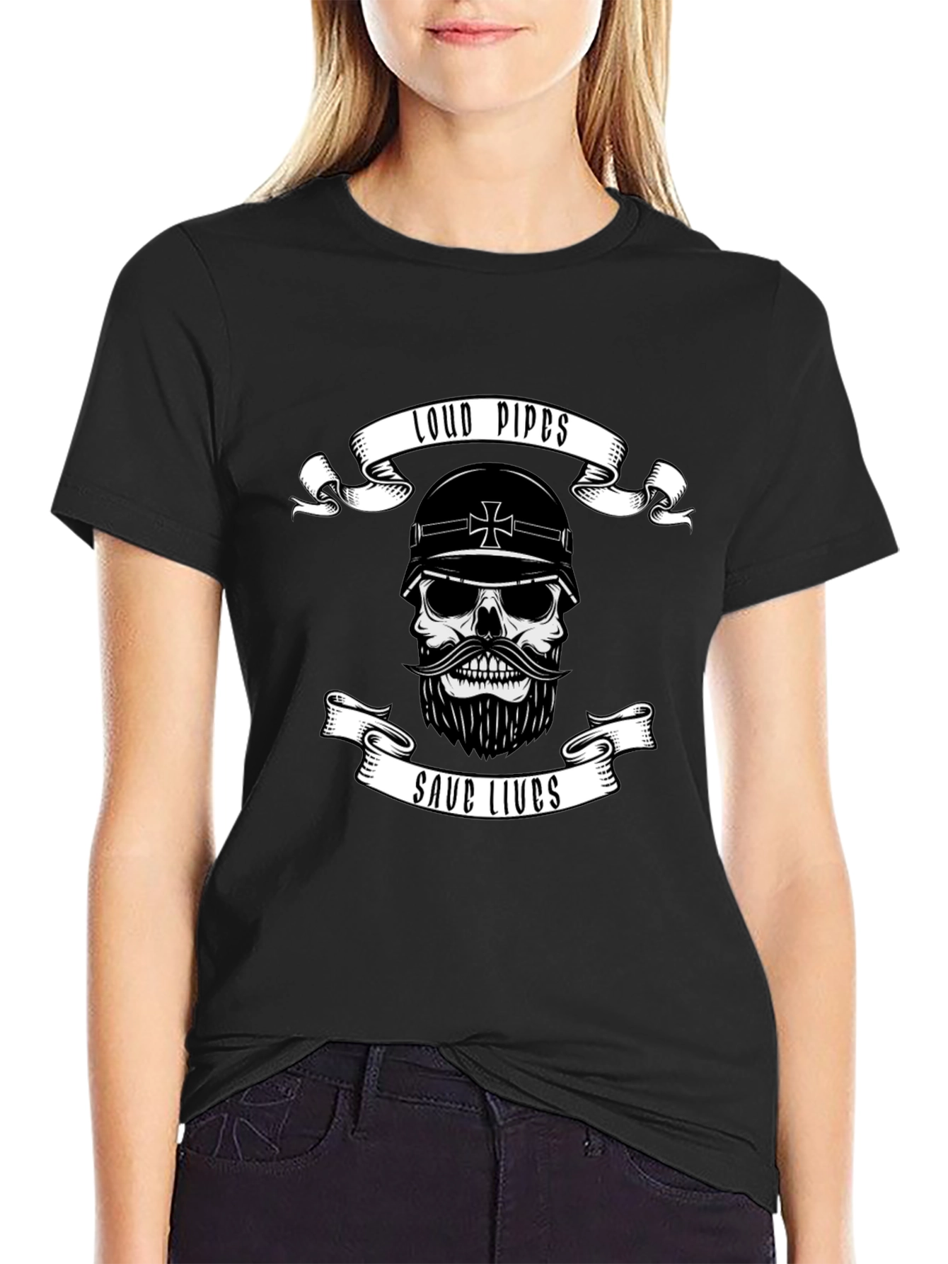 Loud Pipes Save Lives Skull T-Shirt