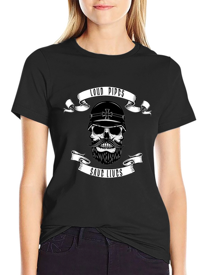 Loud Pipes Save Lives Skull T-Shirt