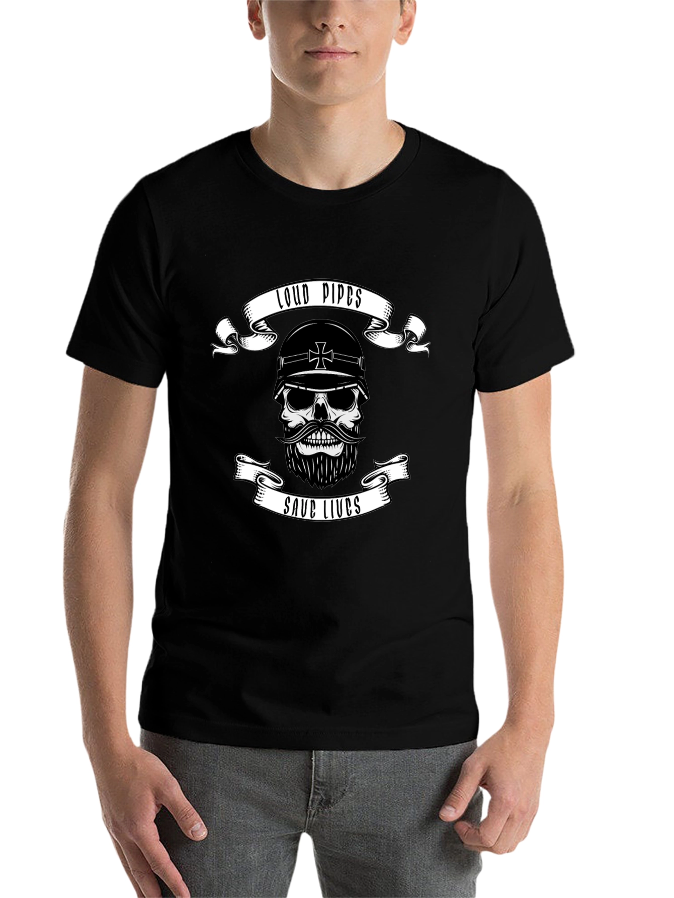 Loud Pipes Save Lives Skull T-Shirt