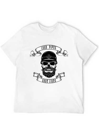 Loud Pipes Save Lives Skull T-Shirt